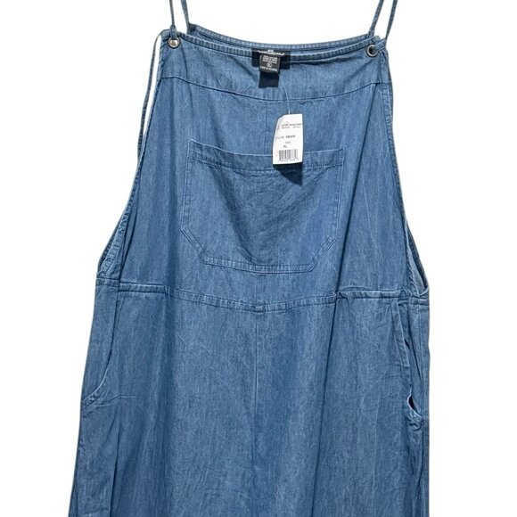 NWT Angie Chambray Denim Flare Wide Leg Bib Overalls Jumpsuit Womens XL - Picture 5 of 12